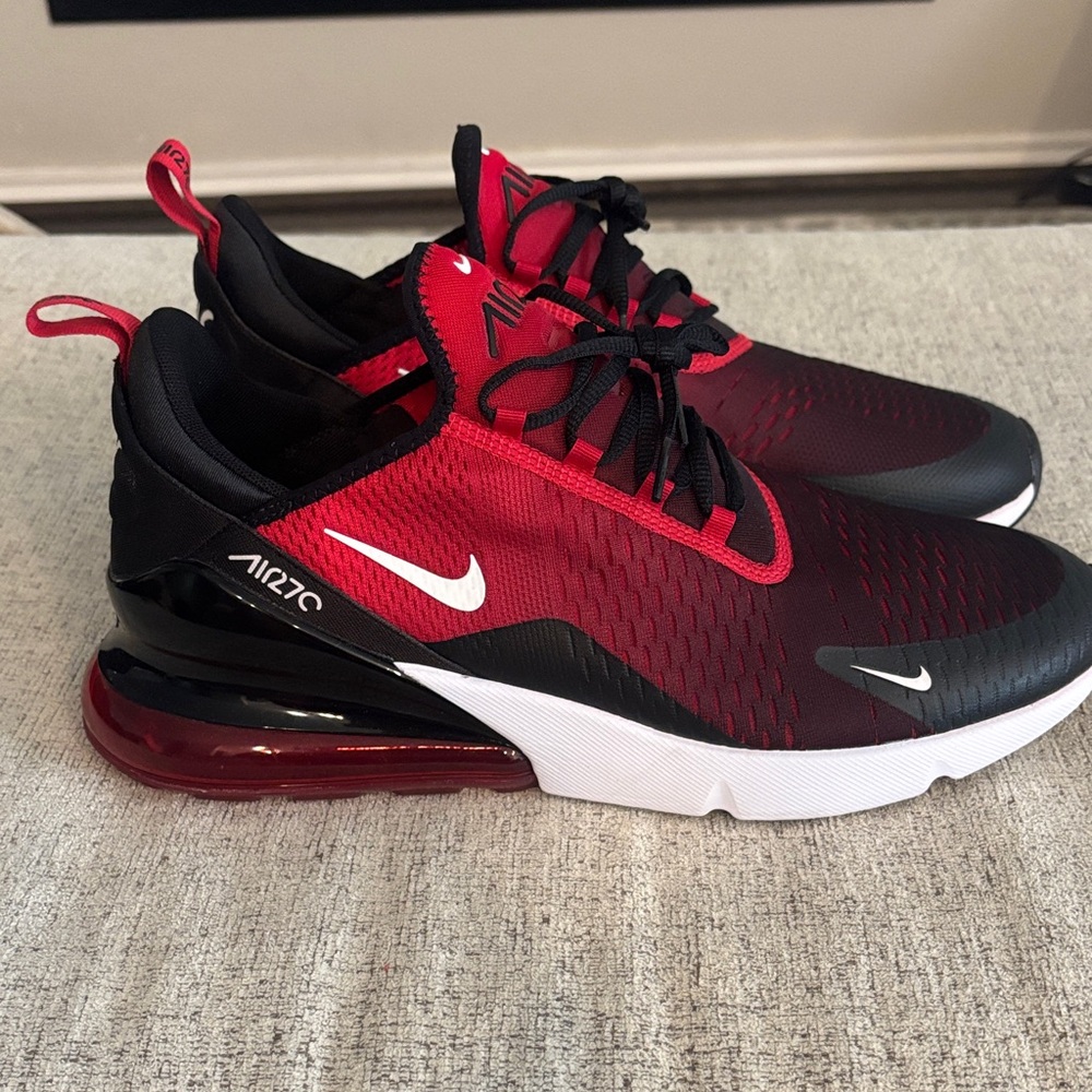 Nike Air Max 270 Athletic Shoes - Red and Black